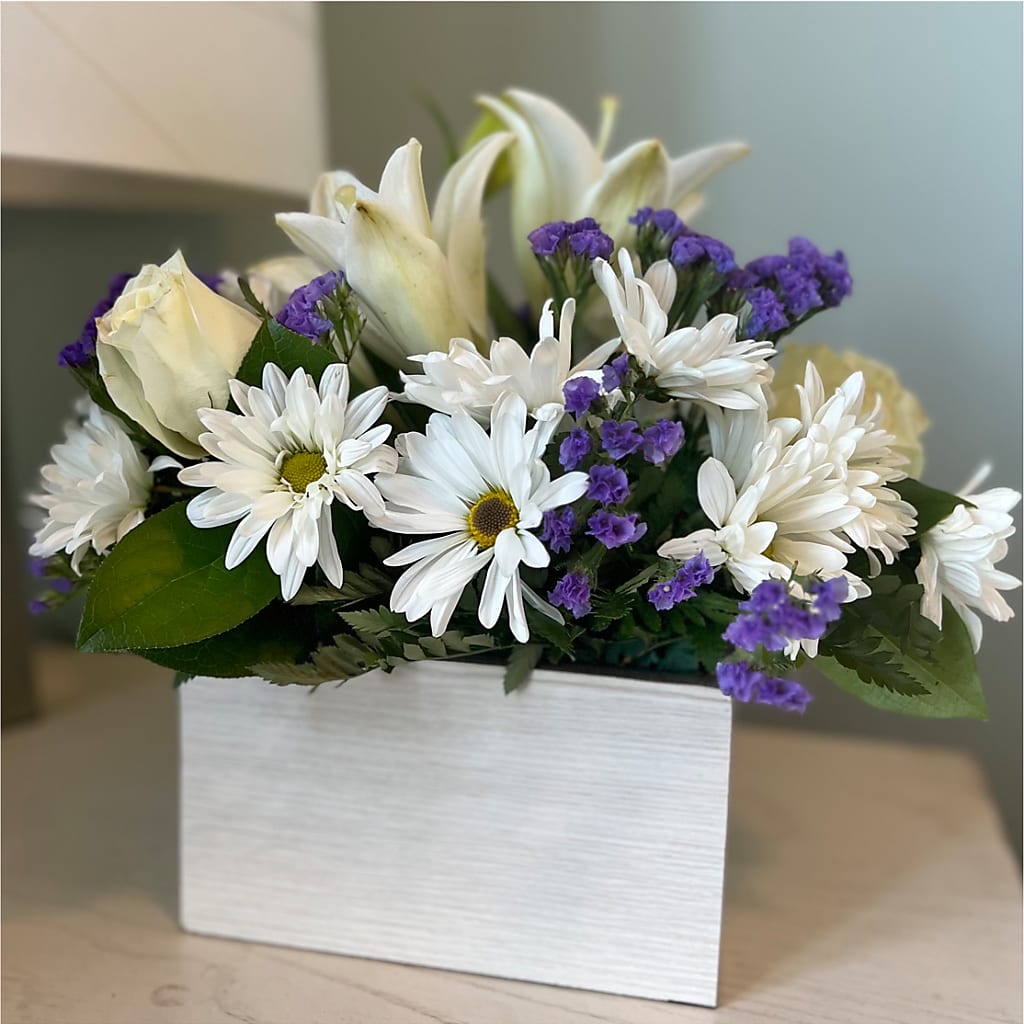 Beyond Blue Box Bouquet – MARIA'S FLORAL CREATIONS, Bethel CT