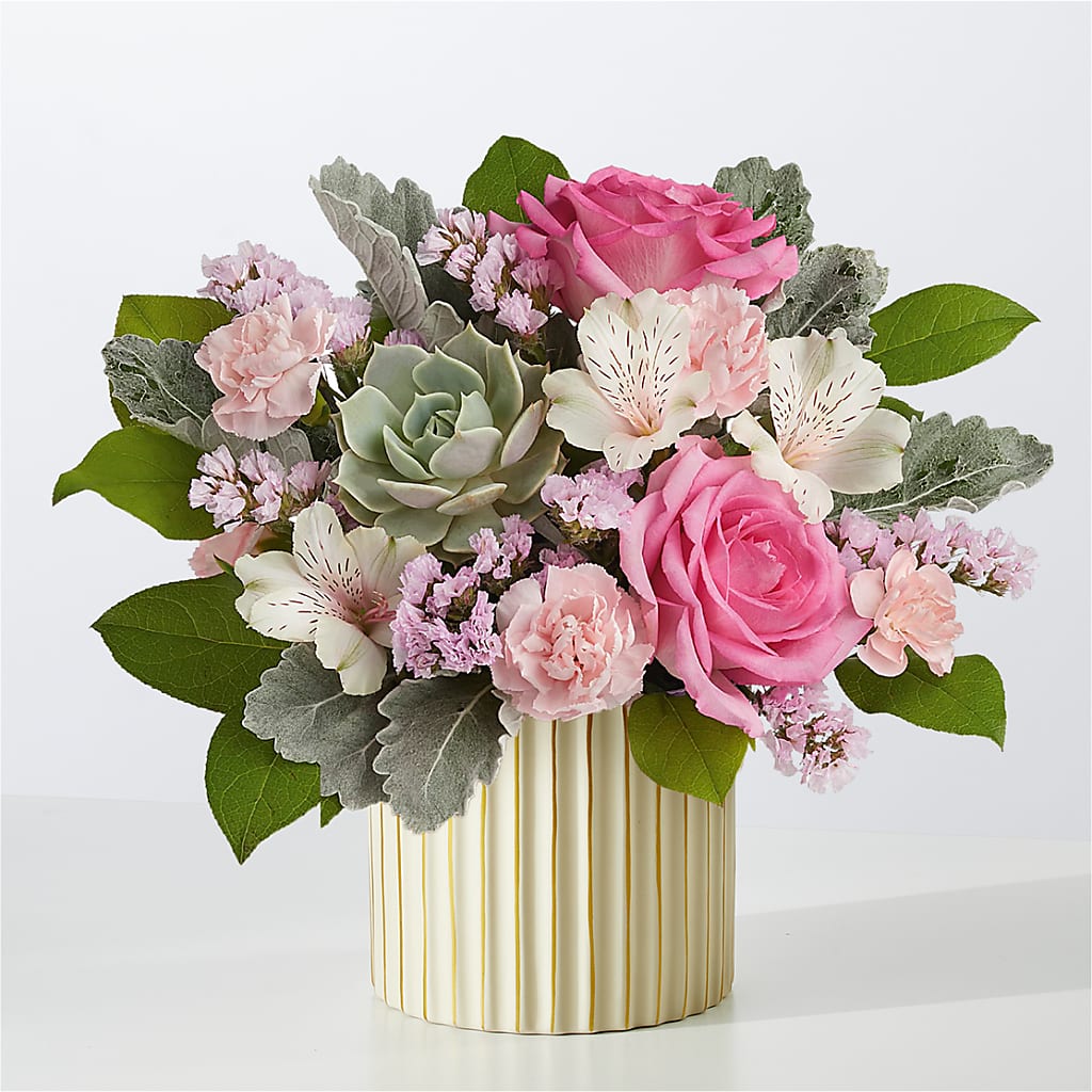 Dusty Rose Bouquet with Ivory Vase – MARIA'S FLORAL CREATIONS, Bethel CT