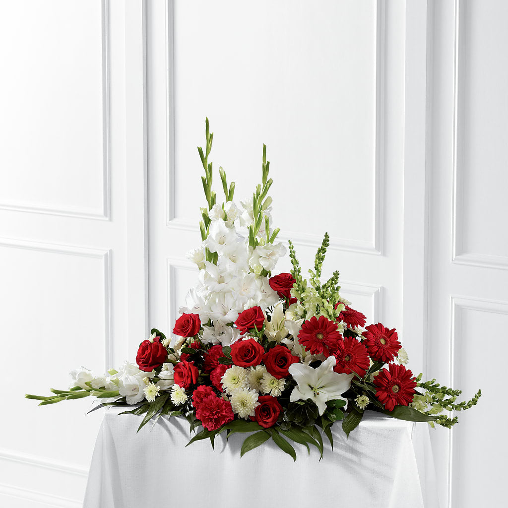 Crimson & White Arrangement – MARIA'S FLORAL CREATIONS, Bethel CT