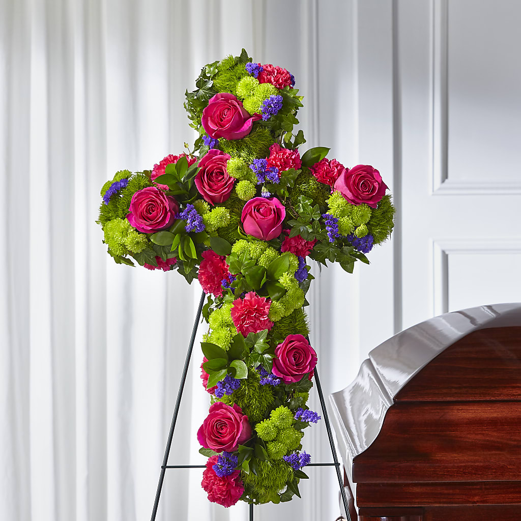 Tribute Rose Floral Cross – MARIA'S FLORAL CREATIONS, Bethel CT
