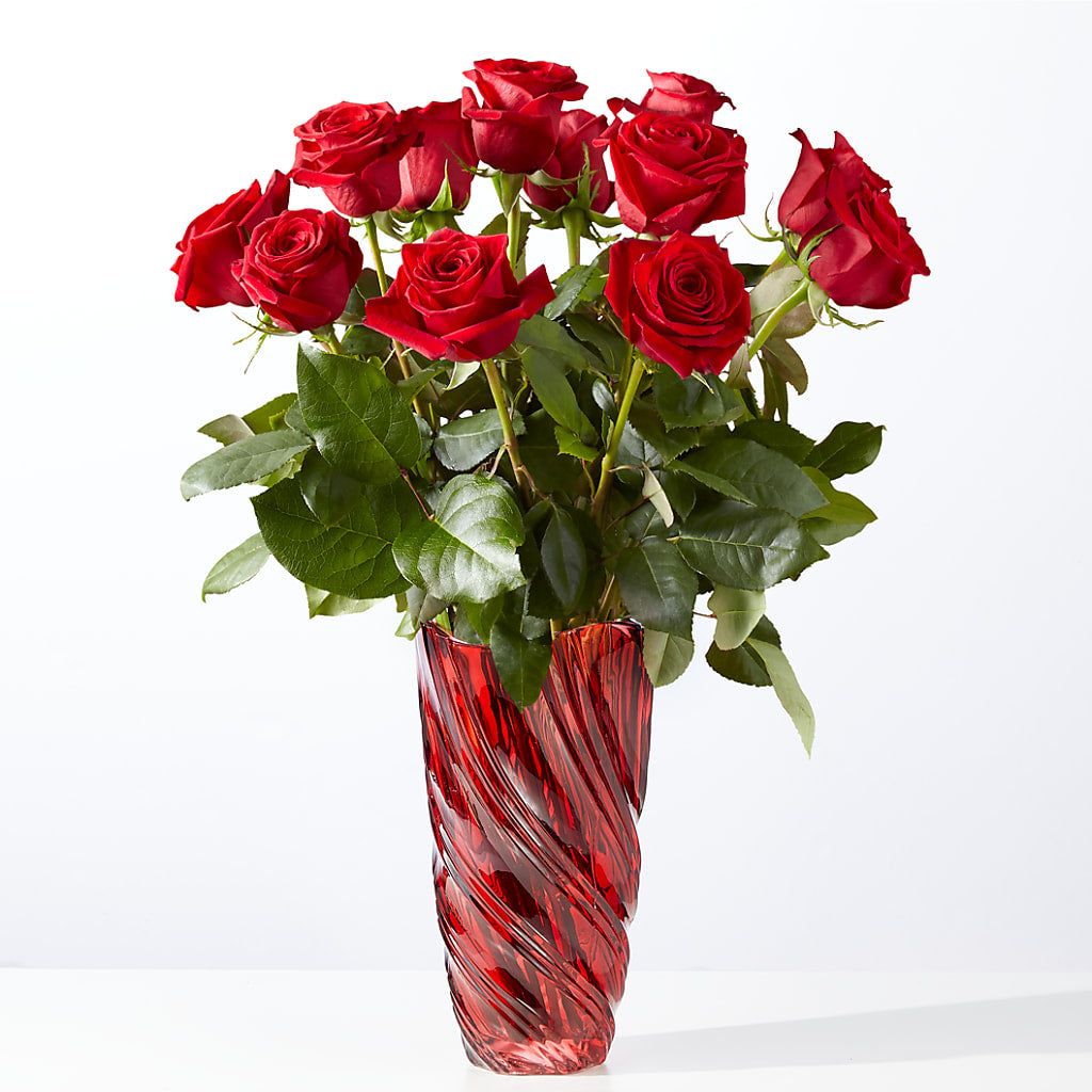 Classic Love Red Rose Bouquet with Luxe Swirl Vase – MARIA'S FLORAL CREATIONS, Bethel CT