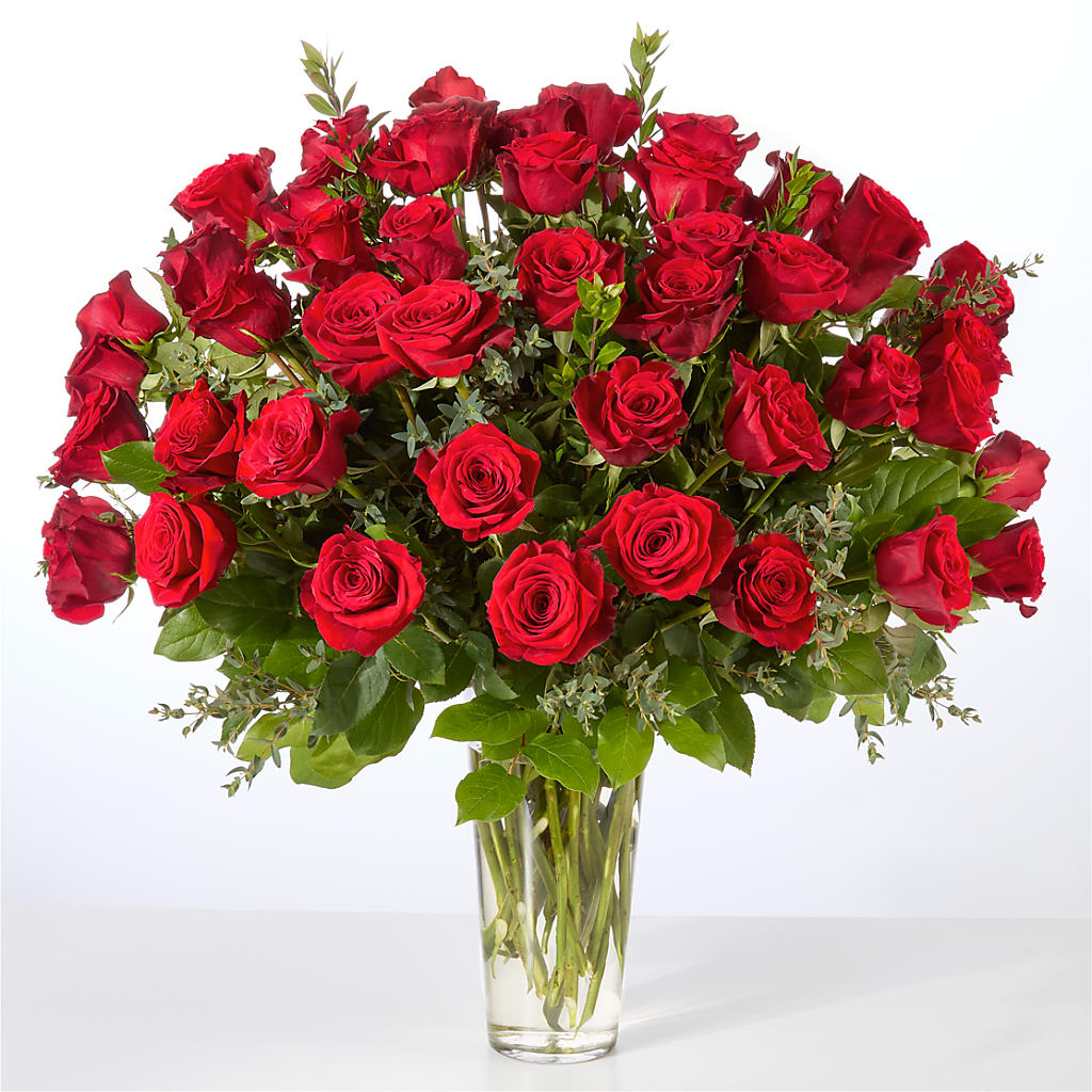 Forever Yours Fifty Stem Red Rose Bouquet – MARIA'S FLORAL CREATIONS, Bethel CT