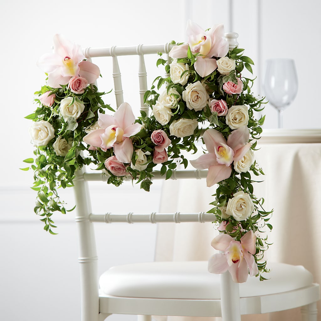 Orchid Rose Chair Décor – MARIA'S FLORAL CREATIONS, Bethel CT