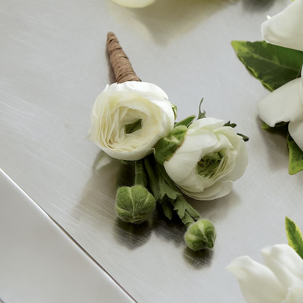 White Ranunculus Boutonniere – MARIA'S FLORAL CREATIONS, Bethel CT