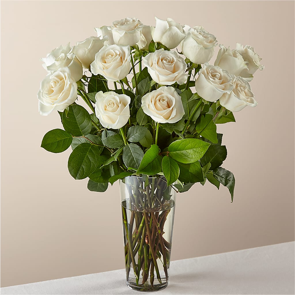 Long Stem White Rose Bouquet – MARIA'S FLORAL CREATIONS, Bethel CT