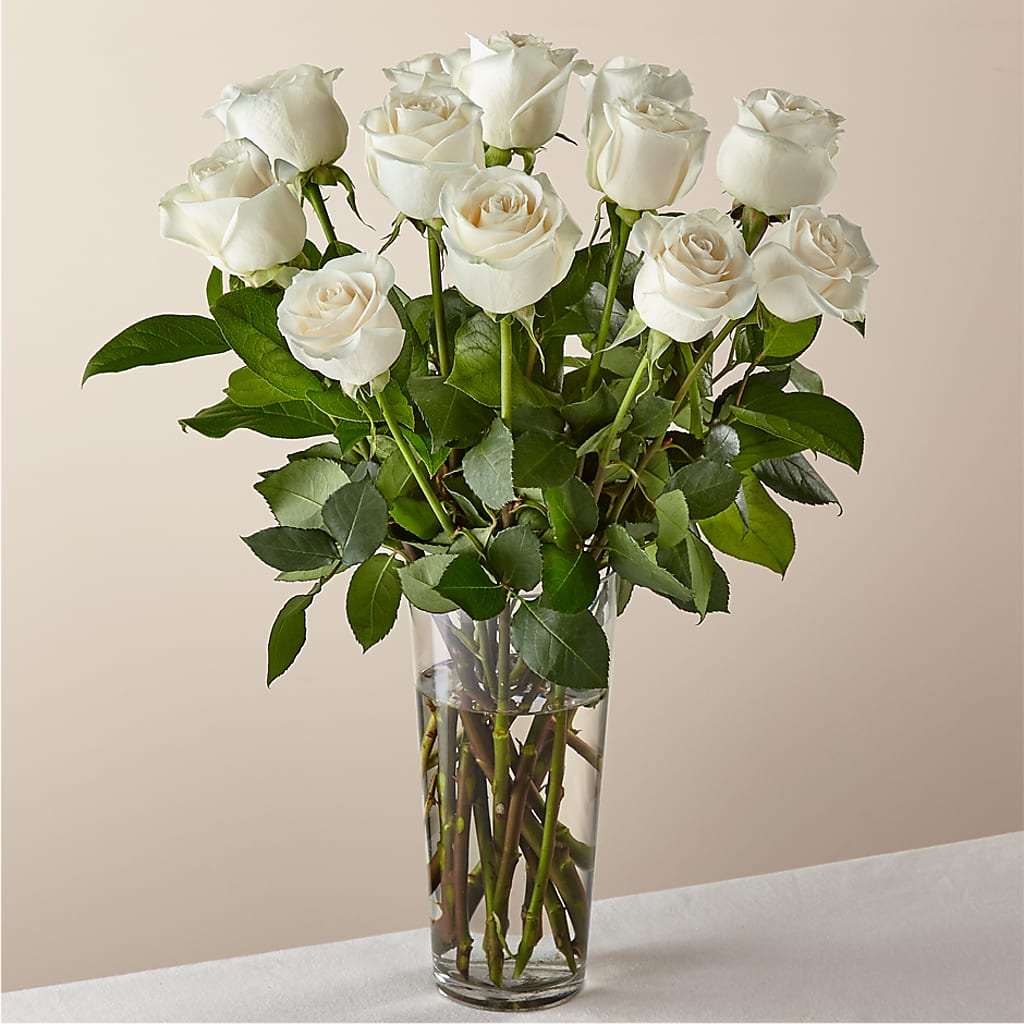 Long Stem White Rose Bouquet – MARIA'S FLORAL CREATIONS, Bethel CT