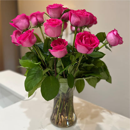 Long Stem Pink Rose Bouquet – MARIA'S FLORAL CREATIONS, Bethel CT
