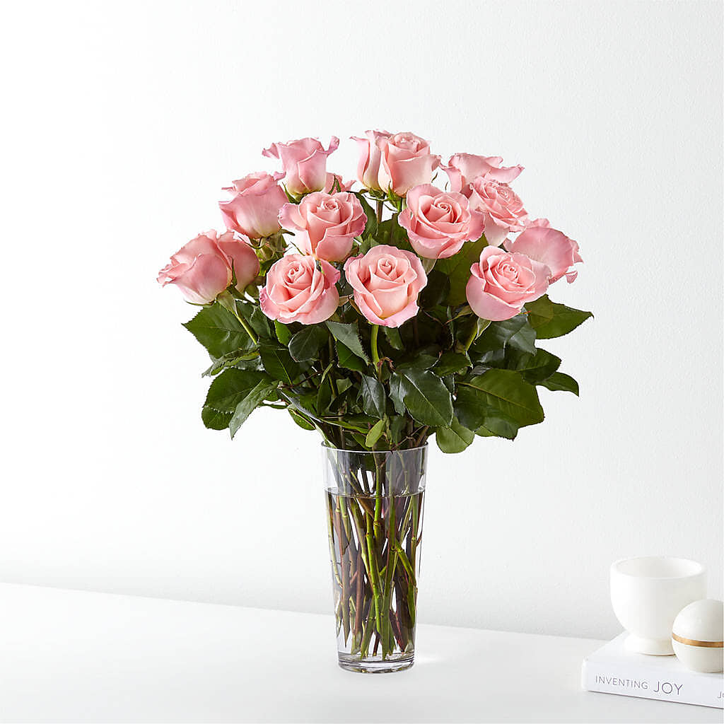 Long Stem Pink Rose Bouquet – MARIA'S FLORAL CREATIONS, Bethel CT