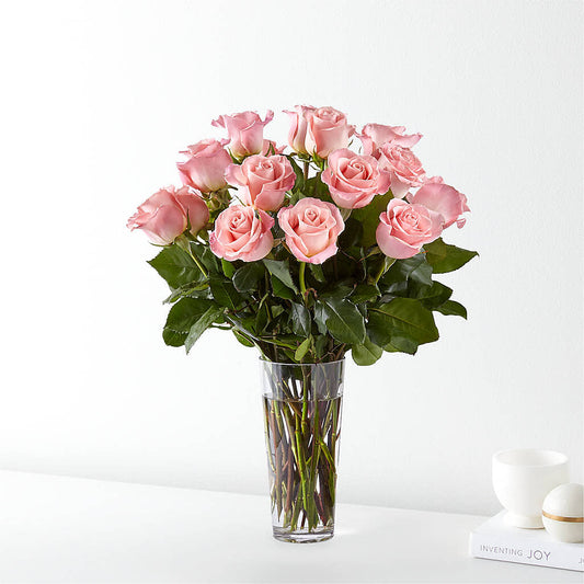Long Stem Pink Rose Bouquet – MARIA'S FLORAL CREATIONS, Bethel CT