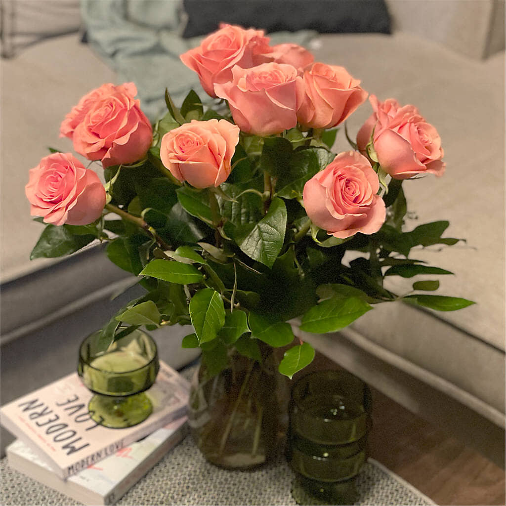 Long Stem Pink Rose Bouquet – MARIA'S FLORAL CREATIONS, Bethel CT