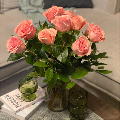 Long Stem Pink Rose Bouquet – MARIA'S FLORAL CREATIONS, Bethel CT
