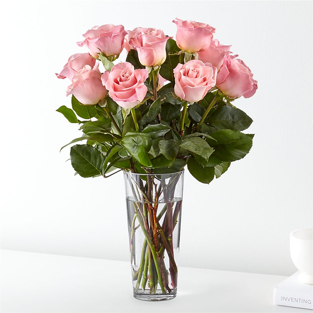 Long Stem Pink Rose Bouquet – MARIA'S FLORAL CREATIONS, Bethel CT
