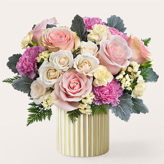 Blissful Moments Bouquet with Ivory Vase – MARIA'S FLORAL CREATIONS, Bethel CT