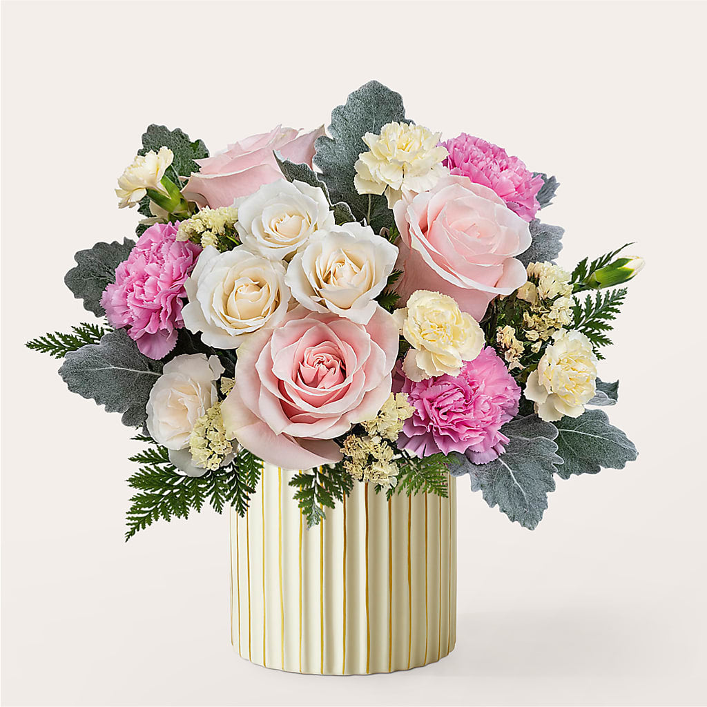 Blissful Moments Bouquet with Ivory Vase – MARIA'S FLORAL CREATIONS, Bethel CT
