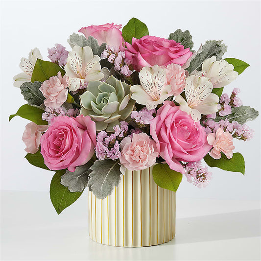 Dusty Rose Bouquet with Ivory Vase – MARIA'S FLORAL CREATIONS, Bethel CT