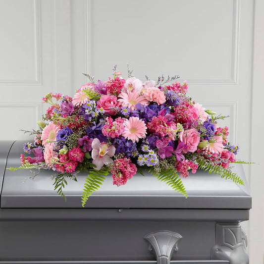 Glorious Garden Casket Spray – MARIA'S FLORAL CREATIONS, Bethel CT