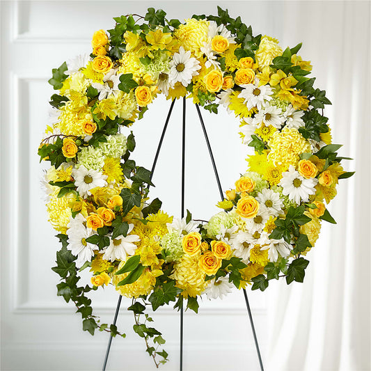 Golden Remembrance Wreath – MARIA'S FLORAL CREATIONS, Bethel CT