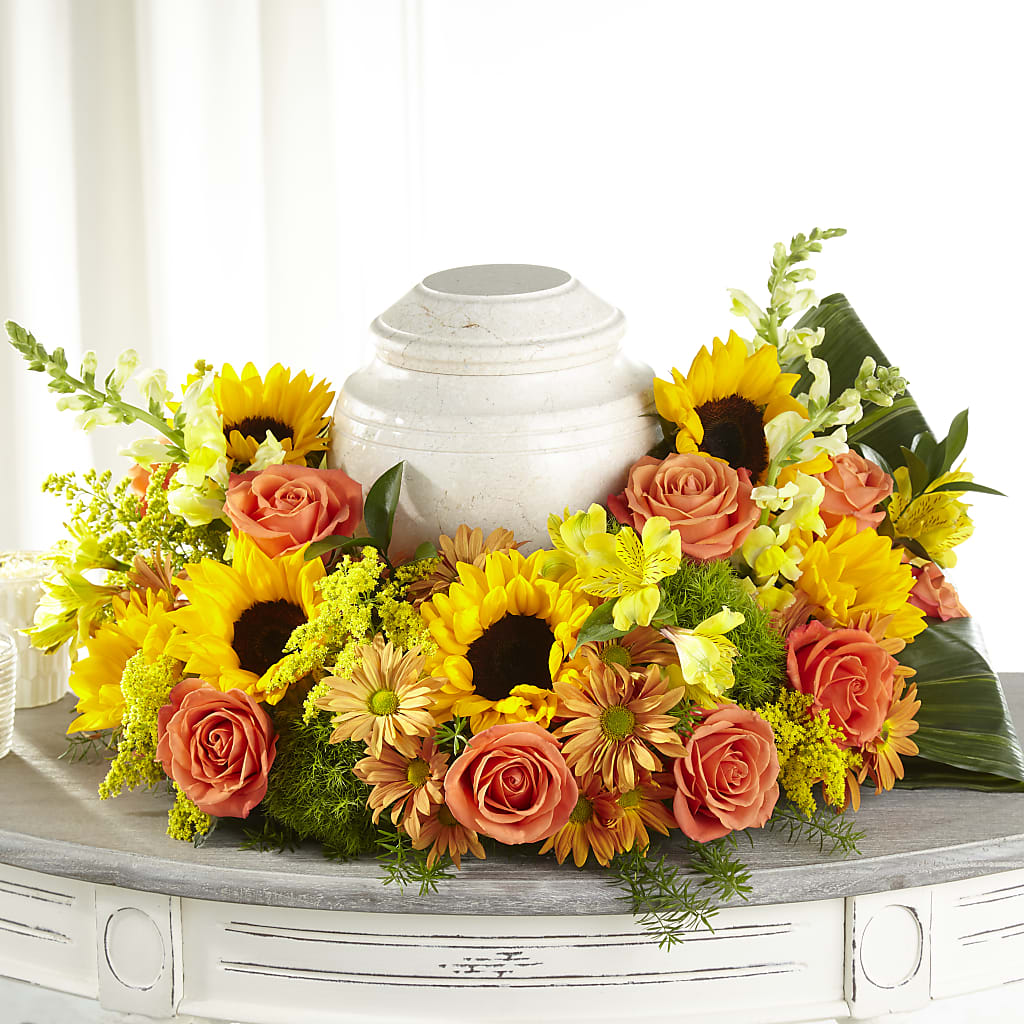 Faithful Sunflower Cremation Adornment – MARIA'S FLORAL CREATIONS, Bethel CT