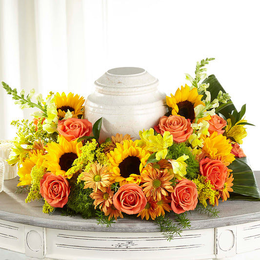 Faithful Sunflower Cremation Adornment – MARIA'S FLORAL CREATIONS, Bethel CT