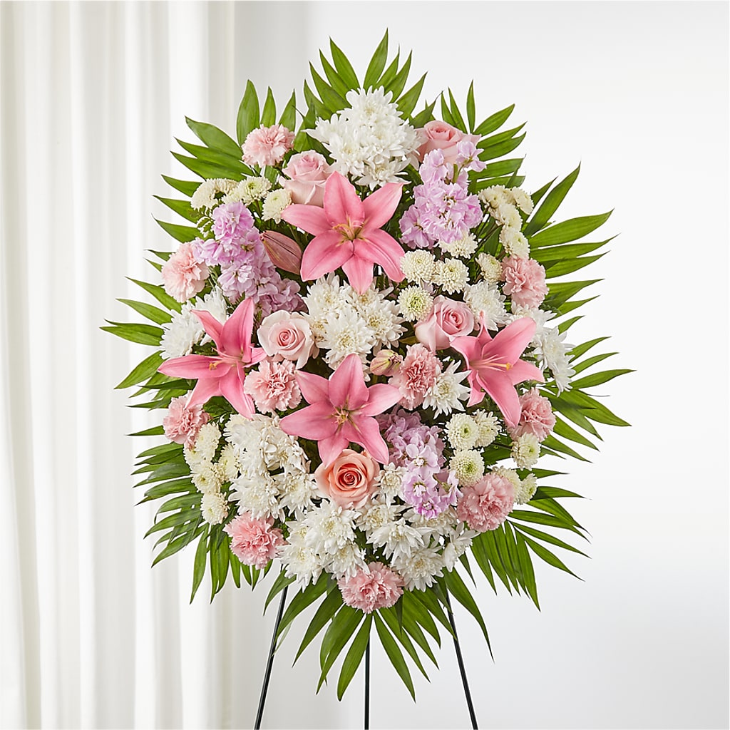 Offering Solace Standing Spray – MARIA'S FLORAL CREATIONS, Bethel CT