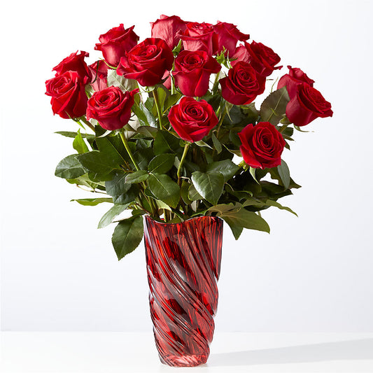 Classic Love Red Rose Bouquet with Luxe Swirl Vase – MARIA'S FLORAL CREATIONS, Bethel CT