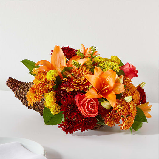 Bouquet of Blessings Cornucopia – MARIA'S FLORAL CREATIONS, Bethel CT