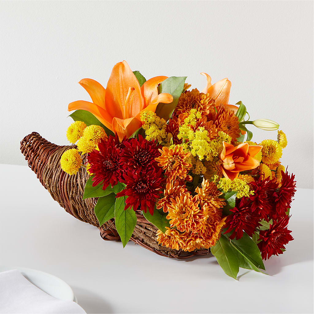 Bouquet of Blessings Cornucopia – MARIA'S FLORAL CREATIONS, Bethel CT