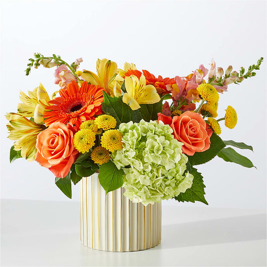 Autumn Sunshine Bouquet with Ivory Vase – MARIA'S FLORAL CREATIONS, Bethel CT