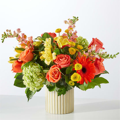 Autumn Sunshine Bouquet with Ivory Vase – MARIA'S FLORAL CREATIONS, Bethel CT