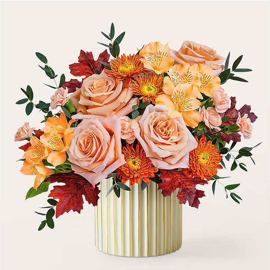 Spiced Latte Bouquet with Ivory Vase – MARIA'S FLORAL CREATIONS, Bethel CT