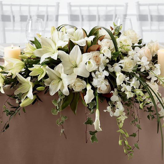 White Linen Arrangement – MARIA'S FLORAL CREATIONS, Bethel CT