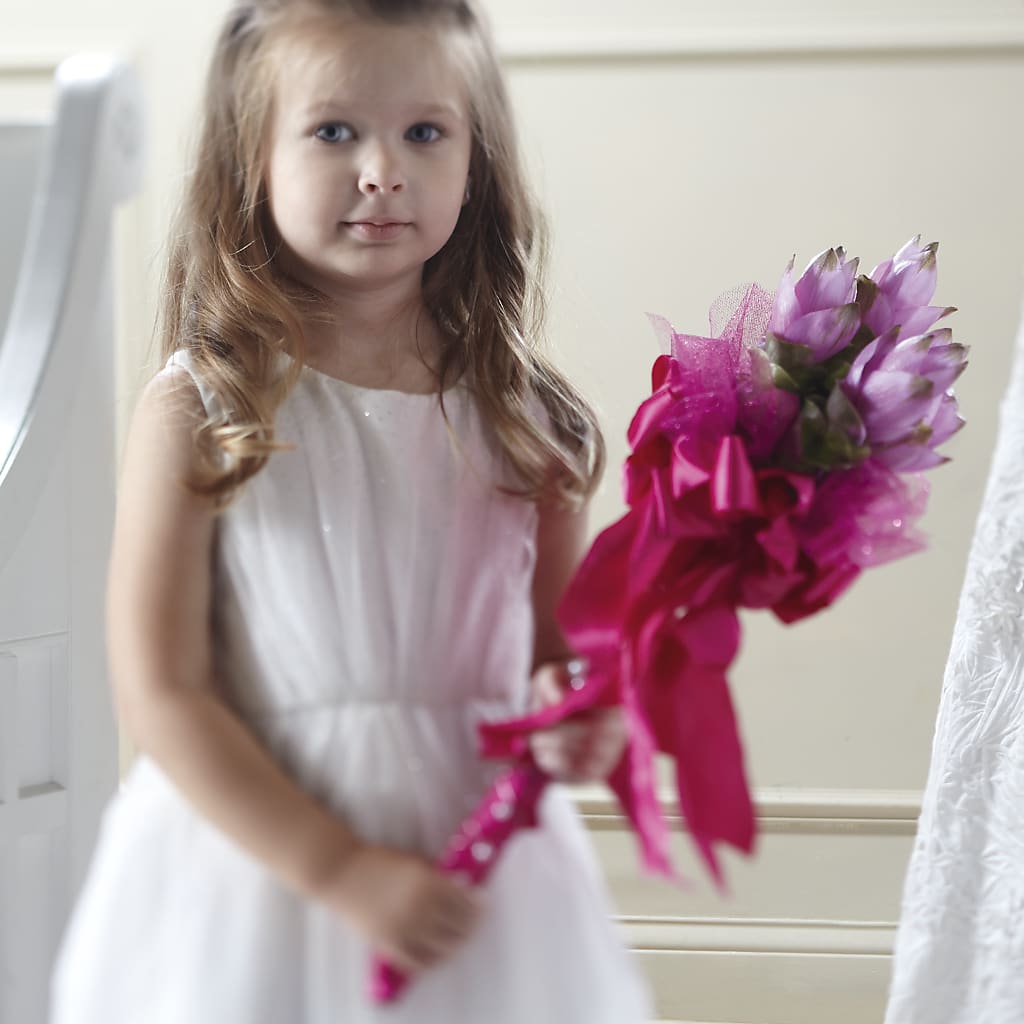 Sparkle Pink Flower Girl Bouquet – MARIA'S FLORAL CREATIONS, Bethel CT